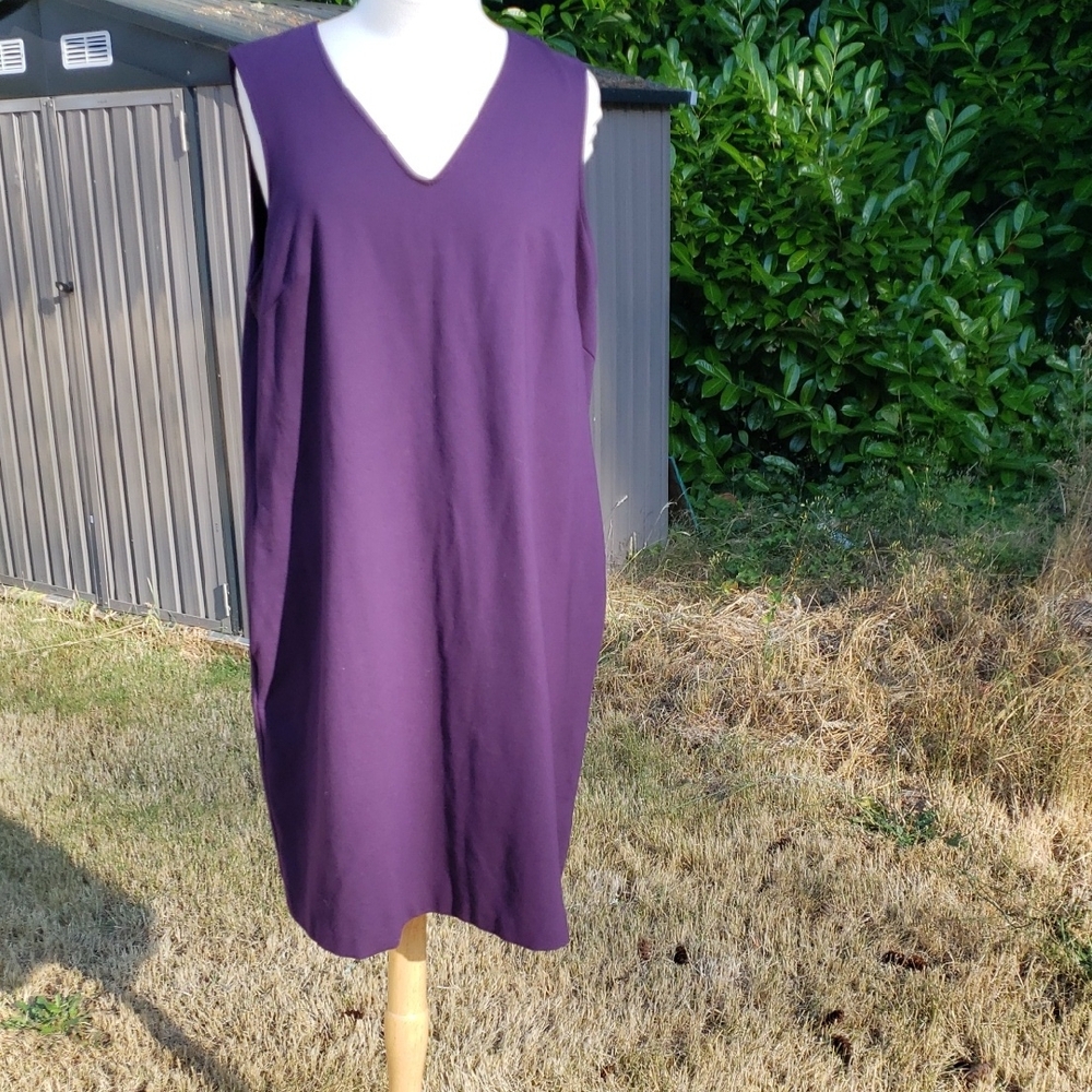 Land's End Viscose Nylon Spandex Purple Sleeveless Midi Dress Size 18W